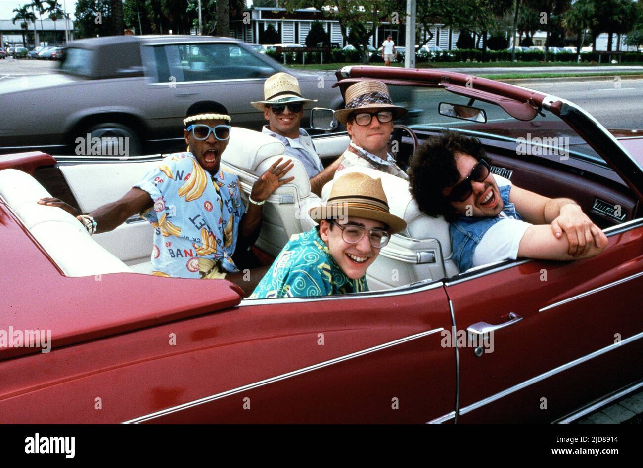 SCOTT,CARRADINE,CASSESE,BUSFIELD,ARMSTRONG, REVENGE OF THE NERDS II: NERDS IN PARADISE, 1987, Stock Photo