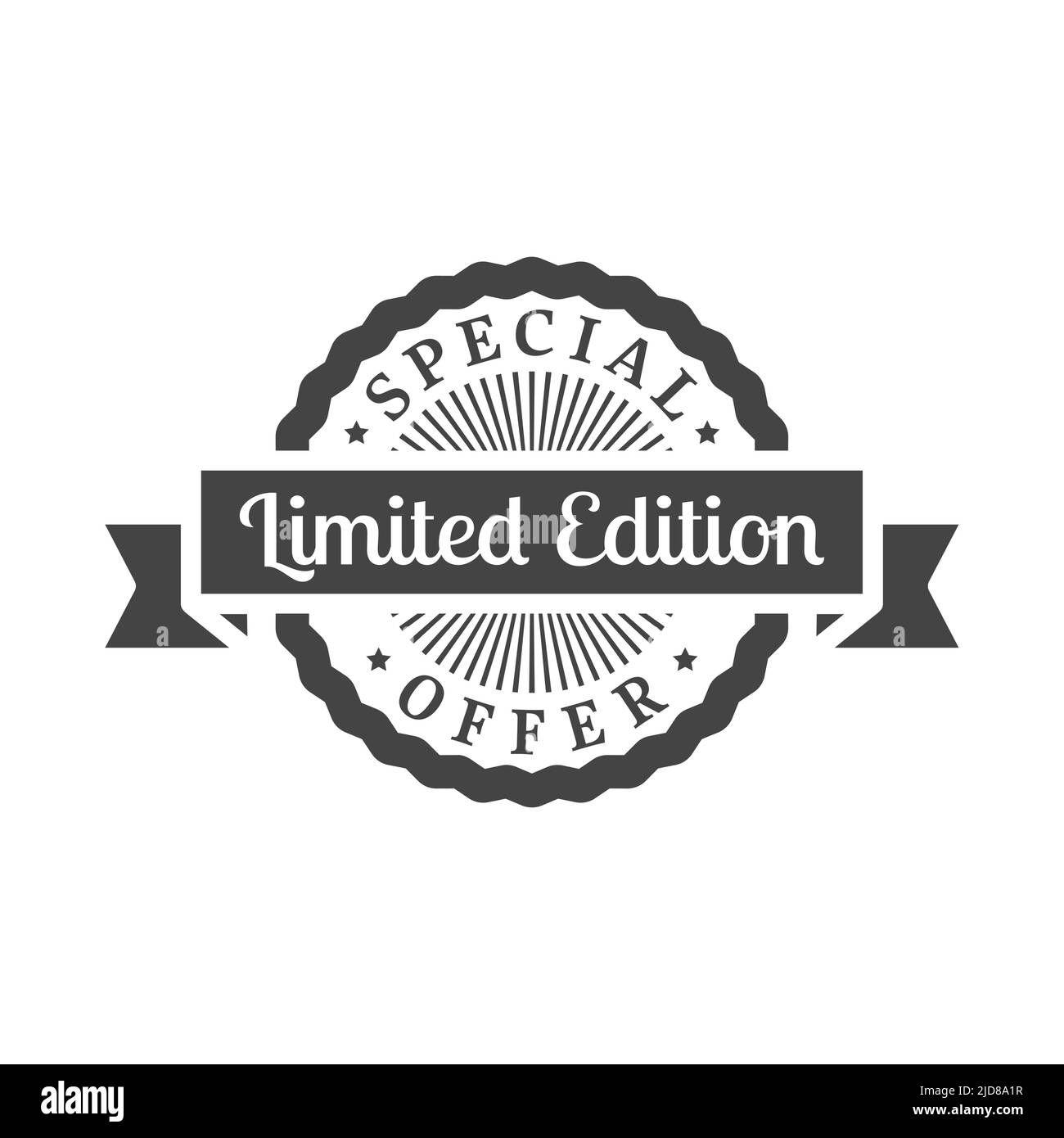 Limited edition and special offer label. Ribbon rubber stamp vector. Stock Vector