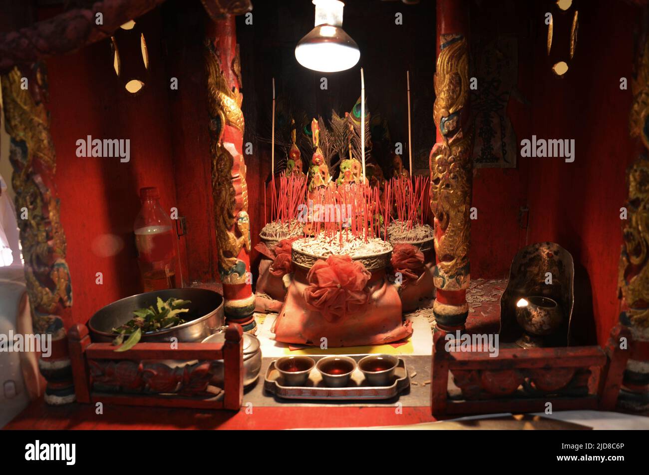 Tudigong or Tudishen lord of Soil and Ground or small shrine in house home for thais of chinese origin and thai people respect praying blessing wish c Stock Photo