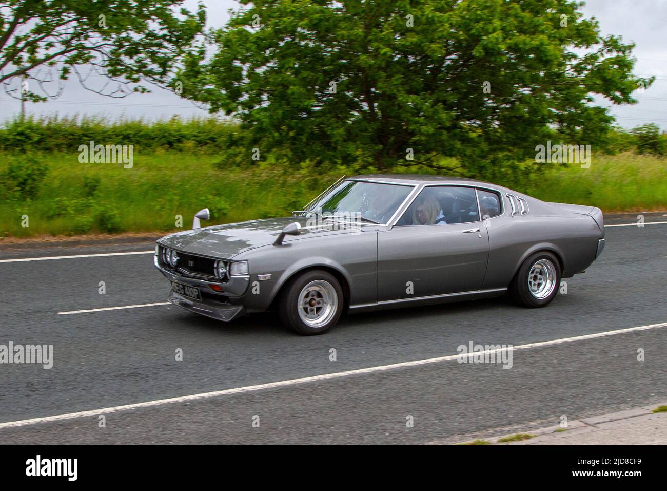 1975 70s seventies grey Toyota Celica GT coupe; classic, modern classic, supercars and specialist vehicles en-route to Lytham St Annes, Lancashire, UK Stock Photo