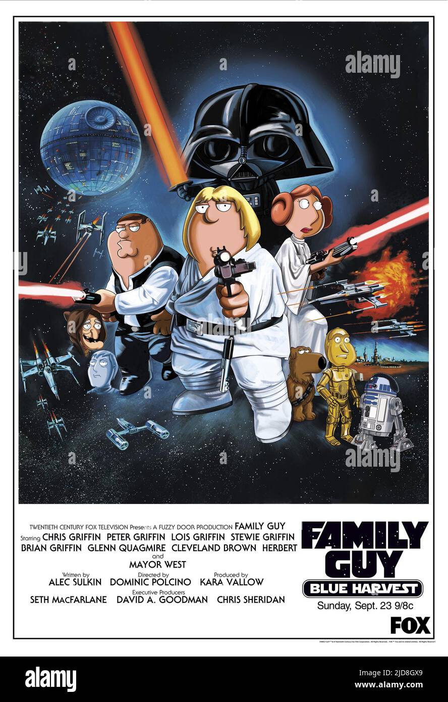 SOLO,SKYWALKER,VADER,LEIA,CHEWBACCA,C-3PO, FAMILY GUY BLUE HARVEST, 2007, Stock Photo