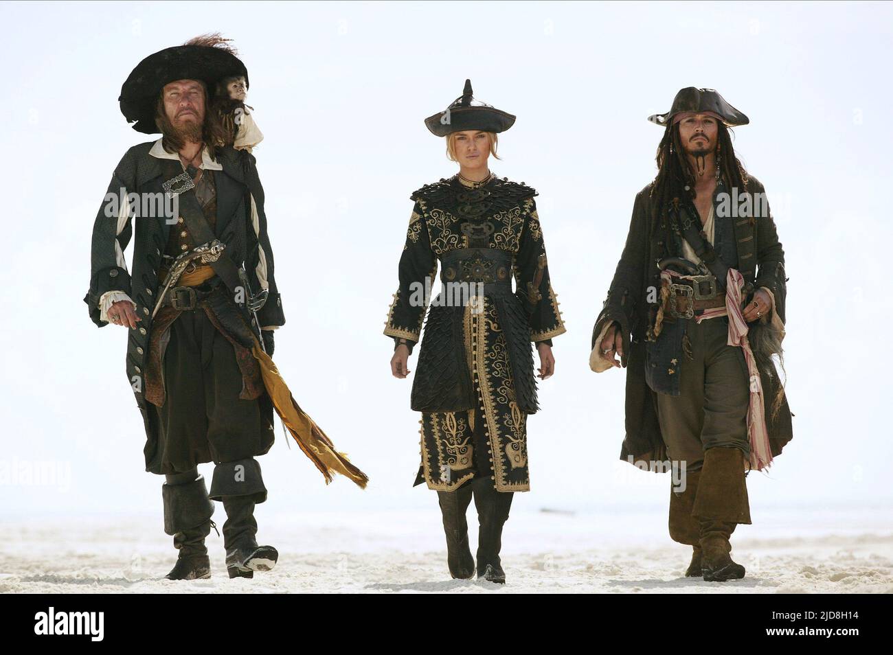 RUSH,KNIGHTLEY,DEPP, PIRATES OF THE CARIBBEAN: AT WORLD'S END, 2007, Stock Photo