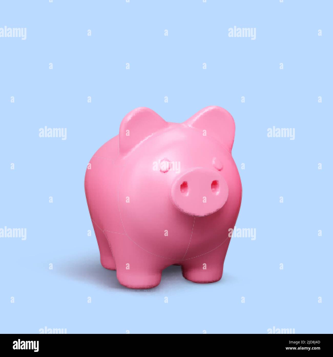 Piggy bank. Pink pig isolated on blue background. Piggy bank concept of money deposit and investment. Vector illustration Stock Vector