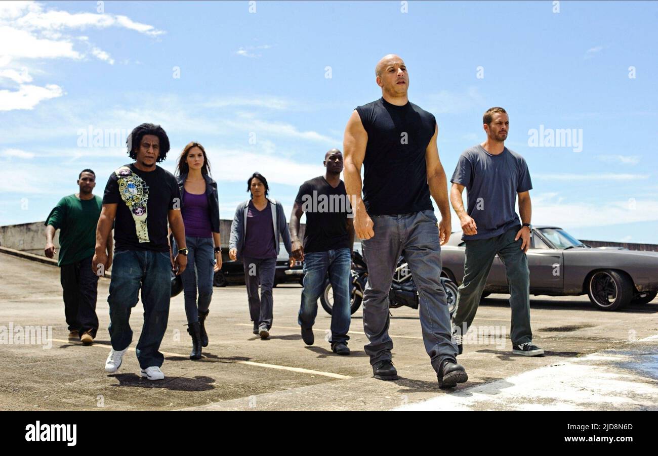 JAA,GIBSON,DIESEL,WALKER, FAST and FURIOUS 7, 2015, Stock Photo