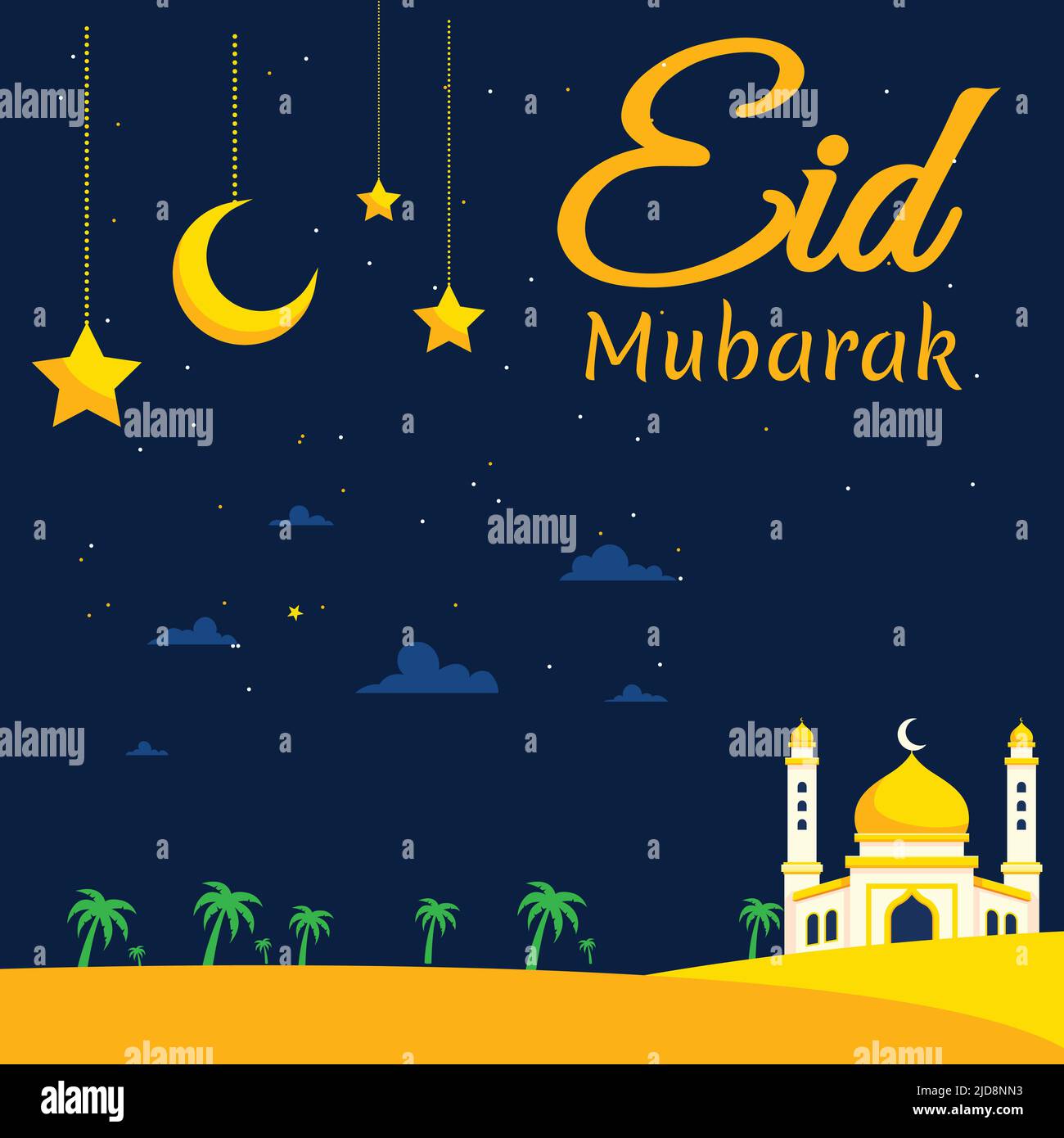 Eid Mubarak Elegant Background  With Arabic  Text Stock Vector