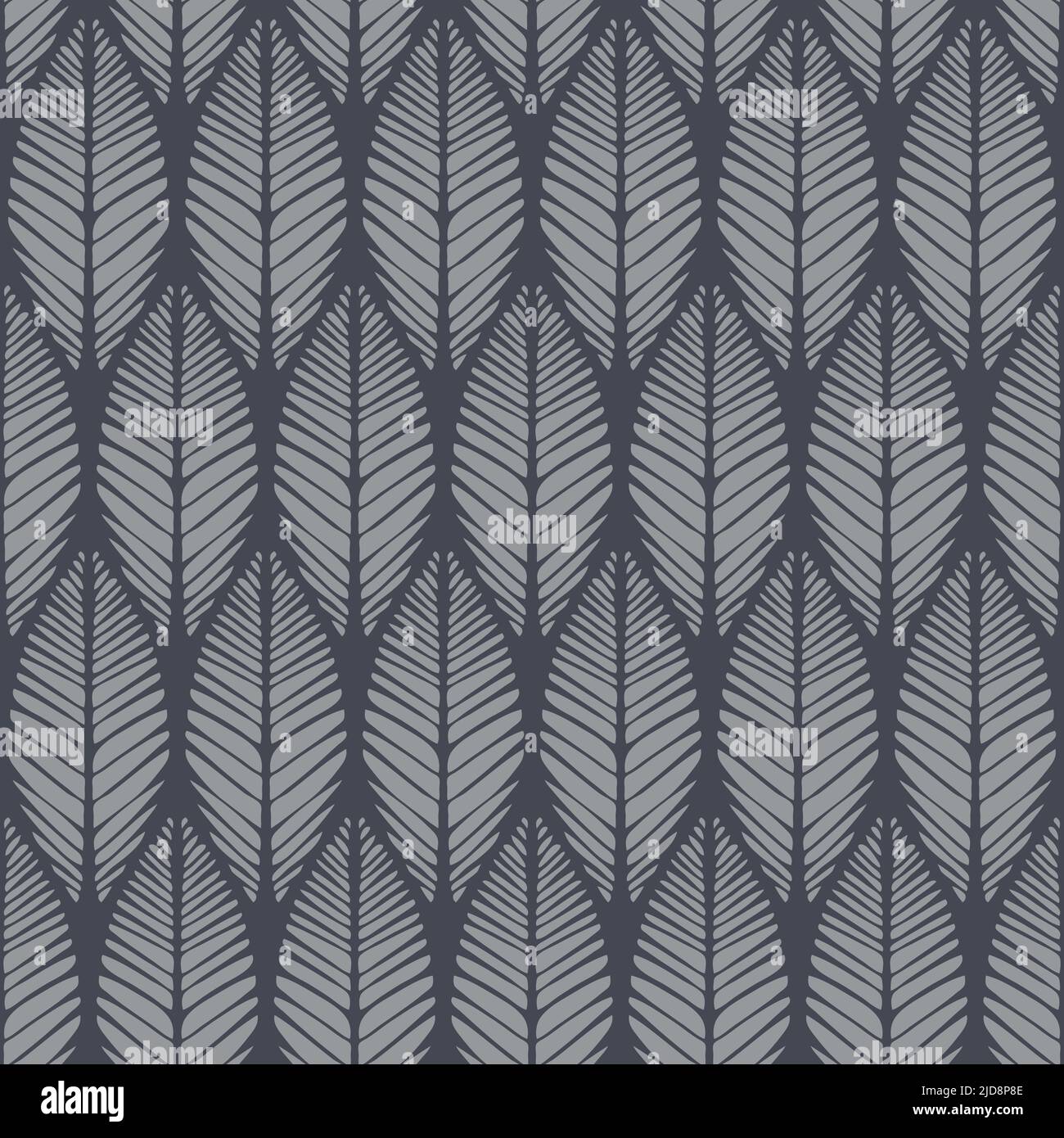 Seamless vector pattern with leaf texture on dark grey background