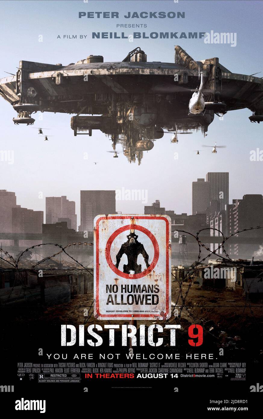 SPACECRAFT POSTER, DISTRICT 9, 2009, Stock Photo
