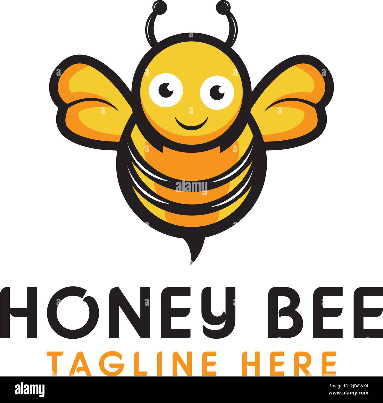 Honey Bee Flying Logo Design Template Stock Vector
