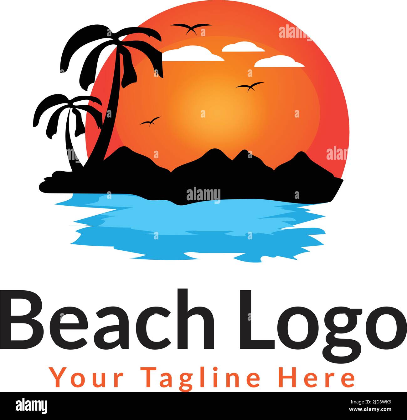 Summer Beach Logo Design Stock Vector