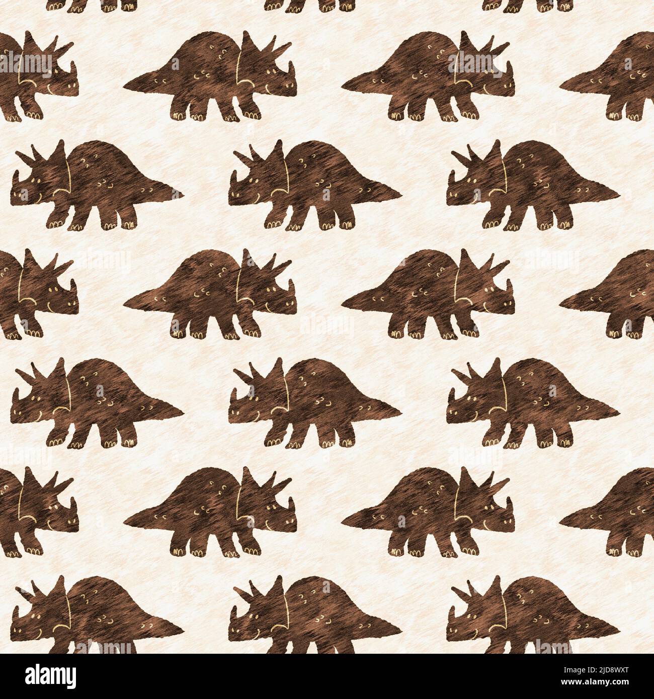 Hand drawn triceratops dinosaur seamless pattern. Gender Neutral ...
