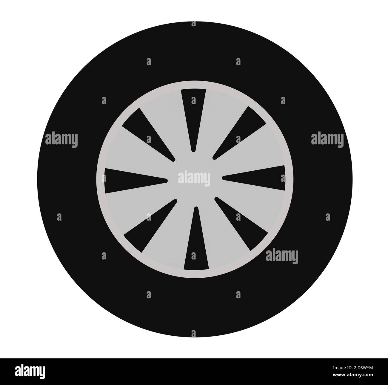 A graphic illustration of A car wheel for use as an icon, logo or web decoration Stock Photo
