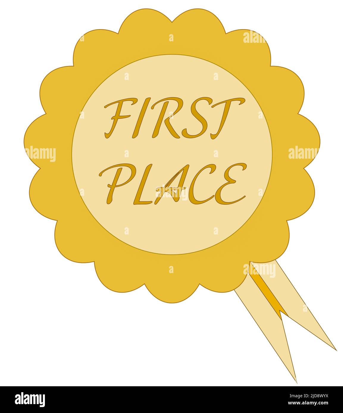 A graphic illustration of A first place rosette for use as an icon, logo or web decoration Stock Photo
