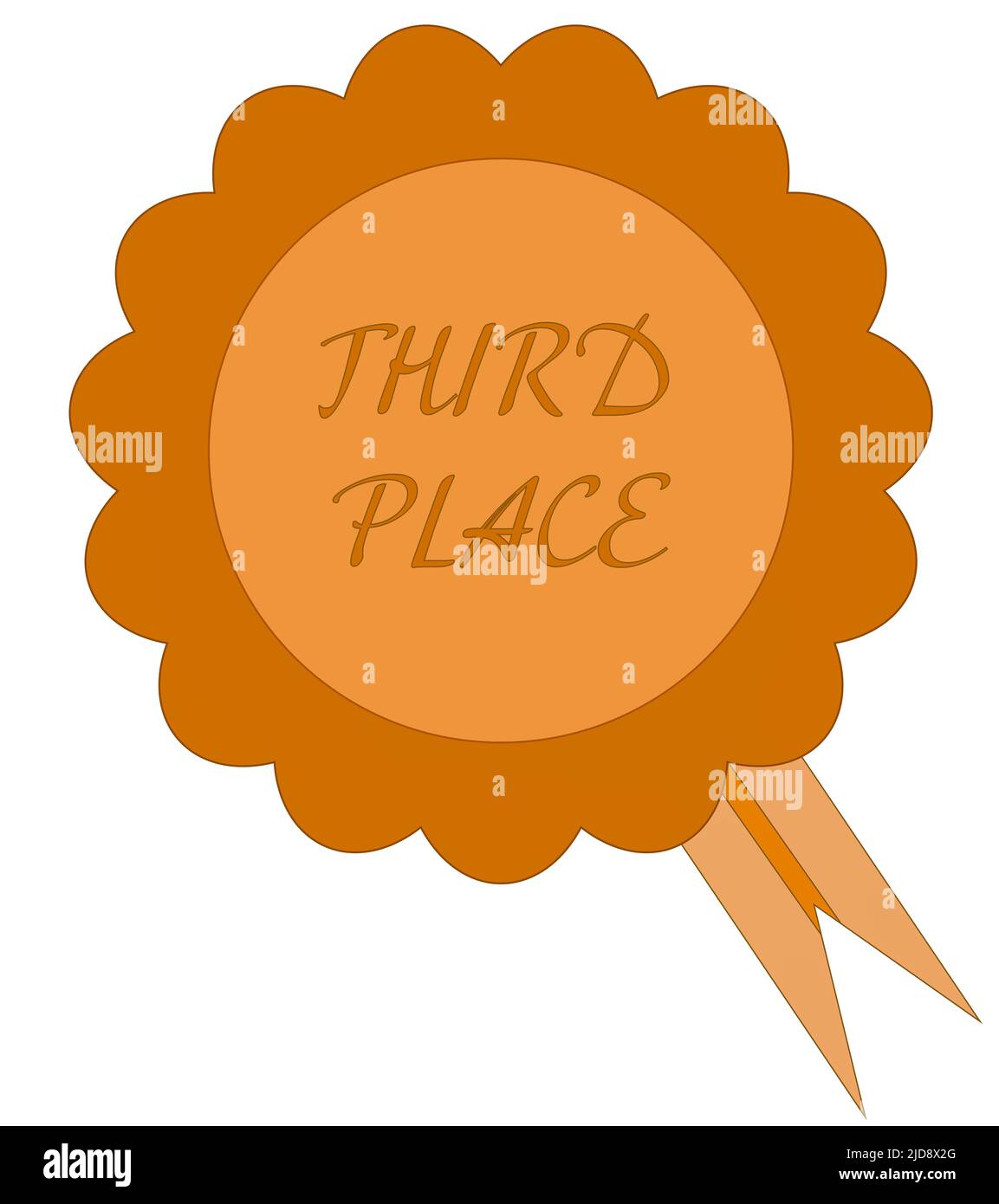 A graphic illustration of A third place rosette for use as an icon, logo or web decoration Stock Photo