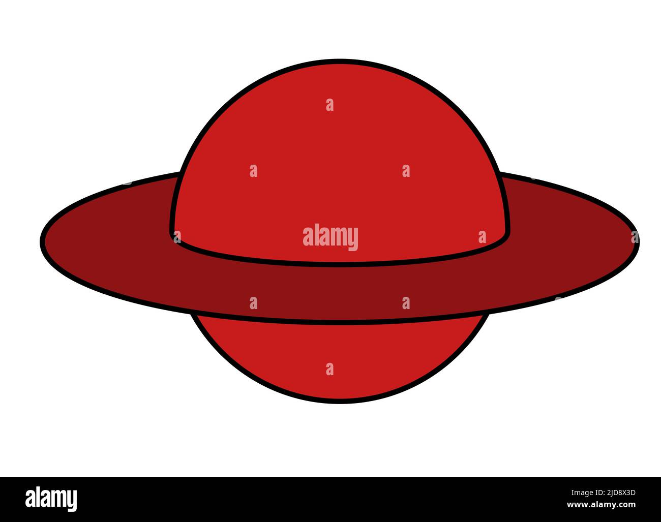 A graphic illustration of a Ringed Planet in Red for use as an icon, logo or web decoration Stock Photo