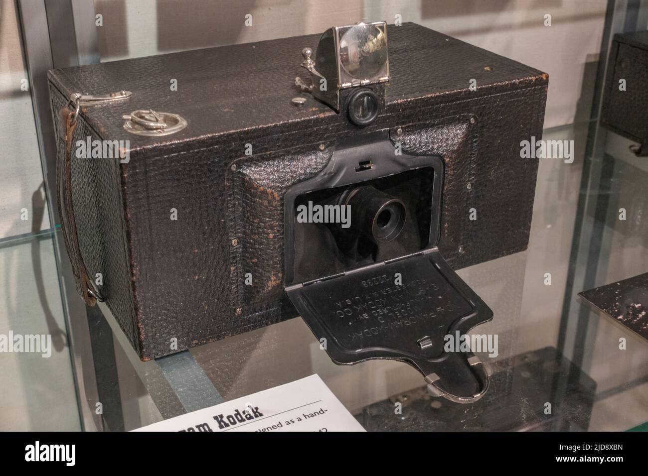 The No 4 Panoram Kodak camera from 1899 for panoramic photography on display in a media museum. Stock Photo