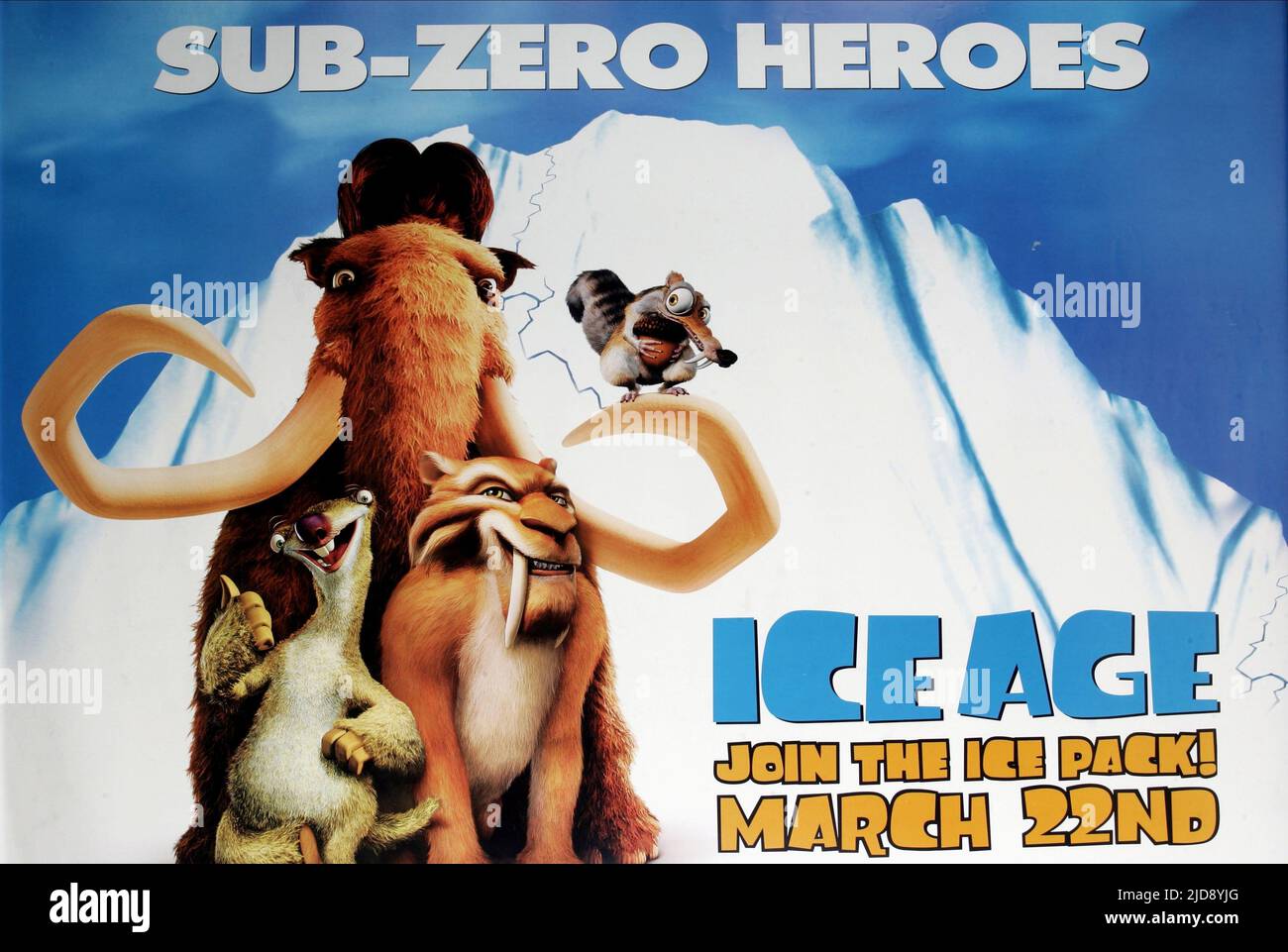 MANNY,SID,DIEGO,POSTER, ICE AGE, 2002, Stock Photo