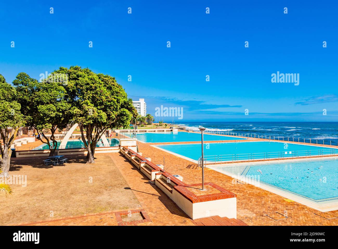 View of Pavilion Public Swimming Pool on Sea Point promenade in Cape Town South Africa Stock