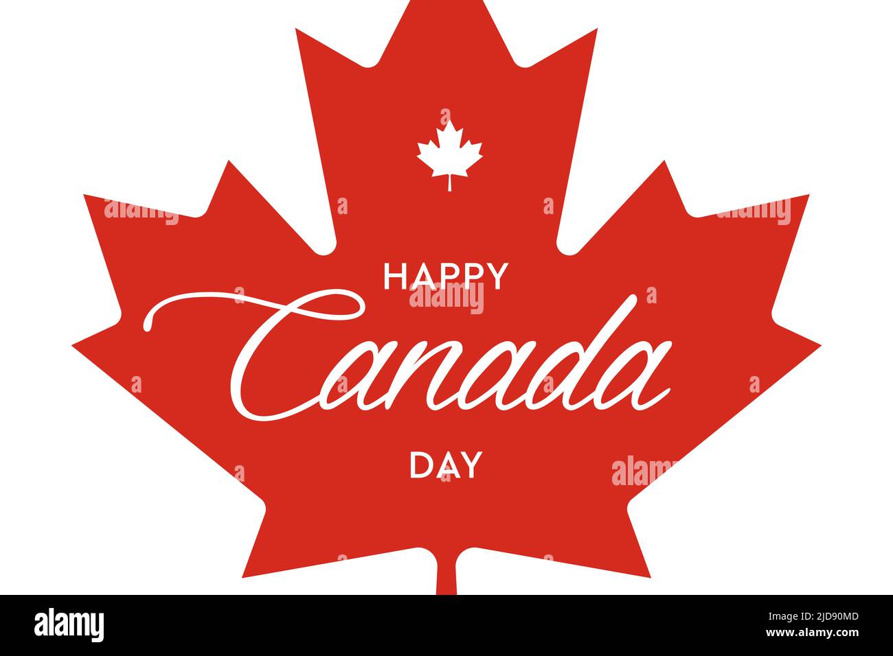 Canada day 1st July. Happy Canada Day modern cover, banner, card or poster, design concept with text and canadian flag maple leaf on a red background. Stock Photo