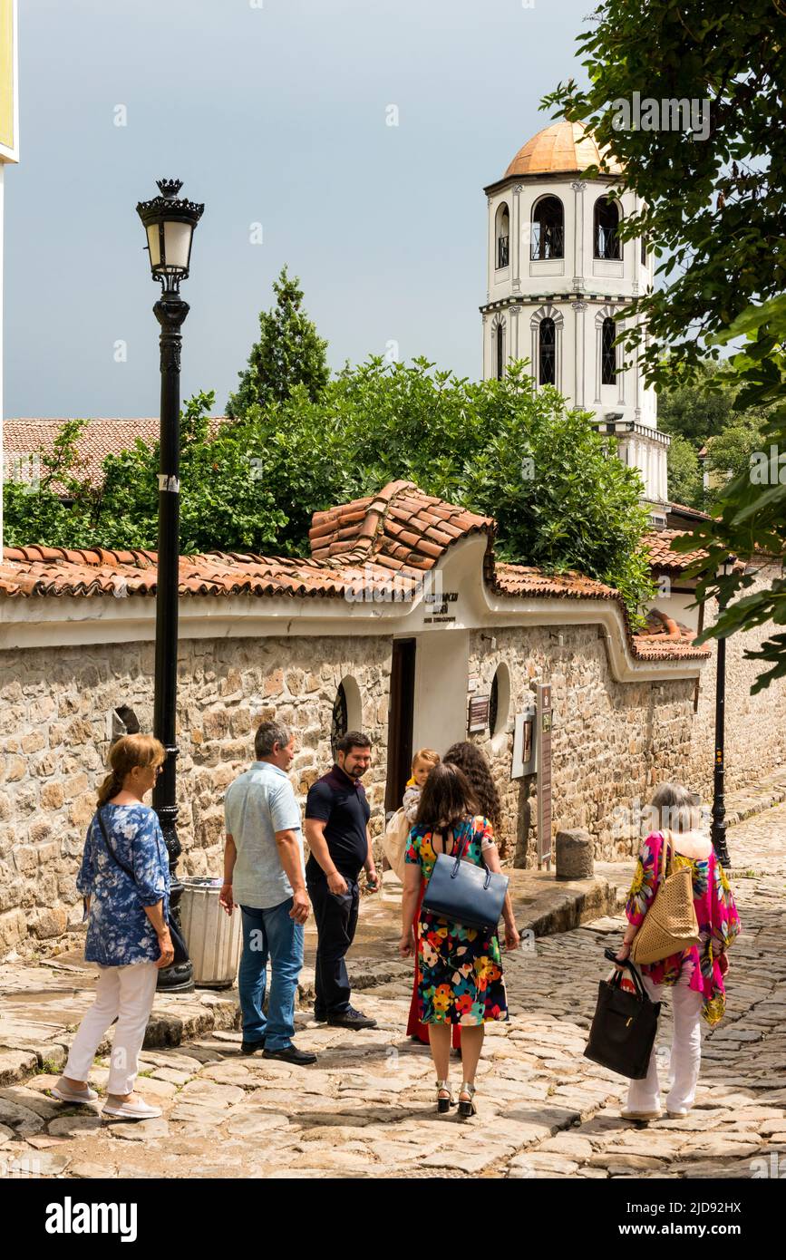 Group of tourists at the Saints Konstantin and Elena Church in the Old Town of Plovdiv, Bulgaria, Eastern Europe, Balkans, EU Stock Photo