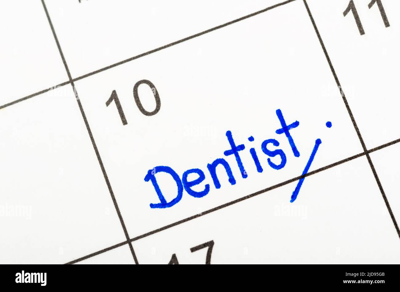 The Dentist appointment wirting calendar to remind you an important appointment Stock Photo Alamy
