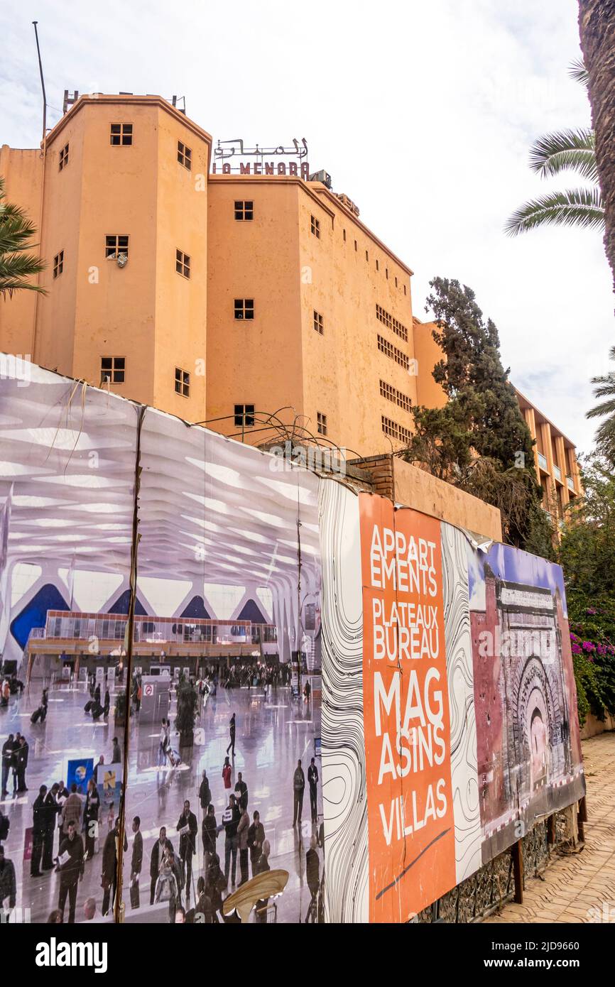Apartments villas advertisement announcement, new residential blocks in El Hara Marrakech, Morocco Stock Photo