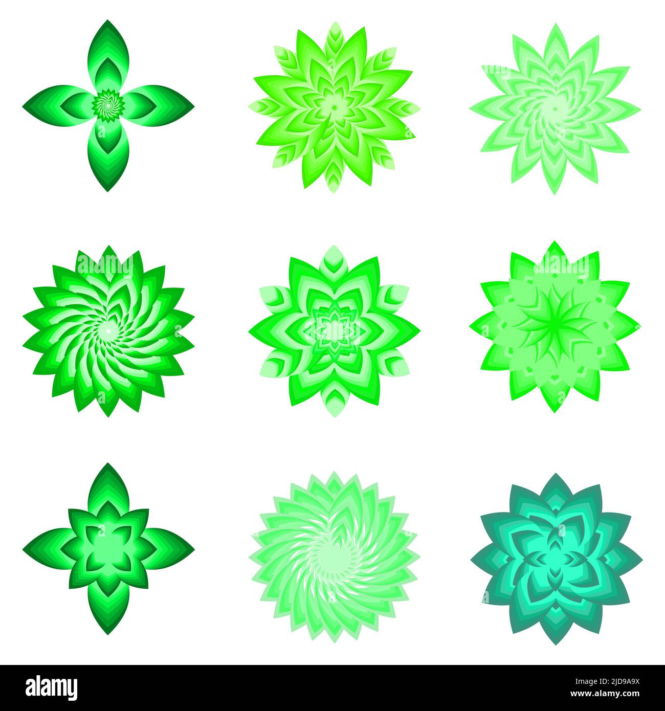 Collection of greenery botanical flower plant ornament decoration icon ...