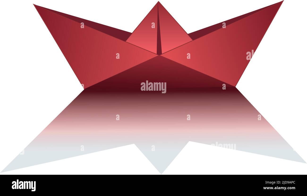 red origami ship with transparent shadow Vector illustration  Stock Vector