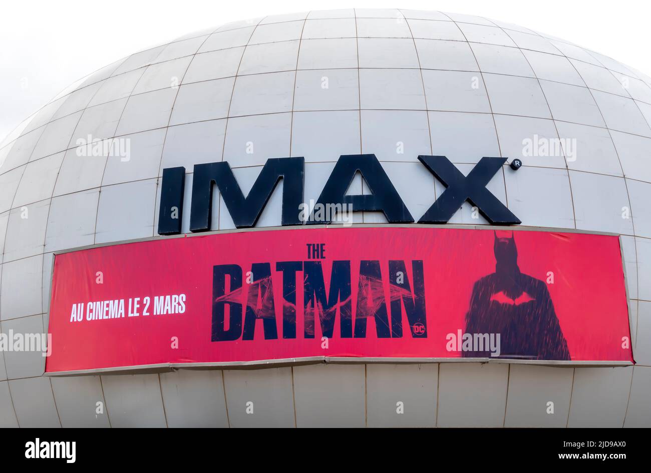 Morocco mall exterior with IMAX sign and Batman 2022 movie poster in Casablanca, Morocco Stock Photo
