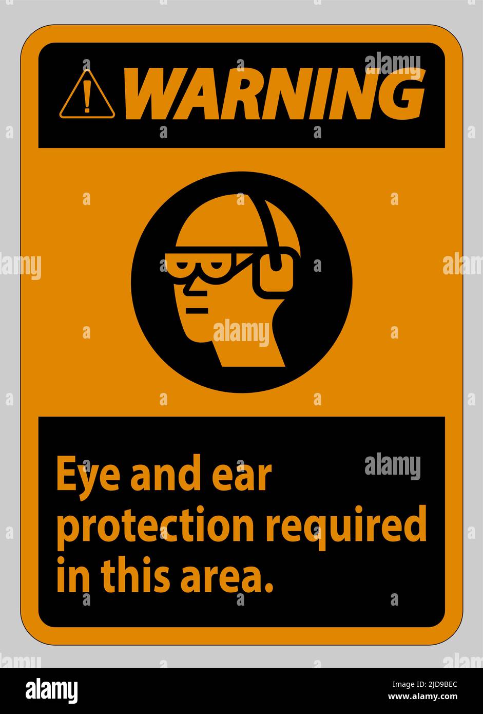 Warning Sign Eye And Ear Protection Required In This Area Stock Vector ...