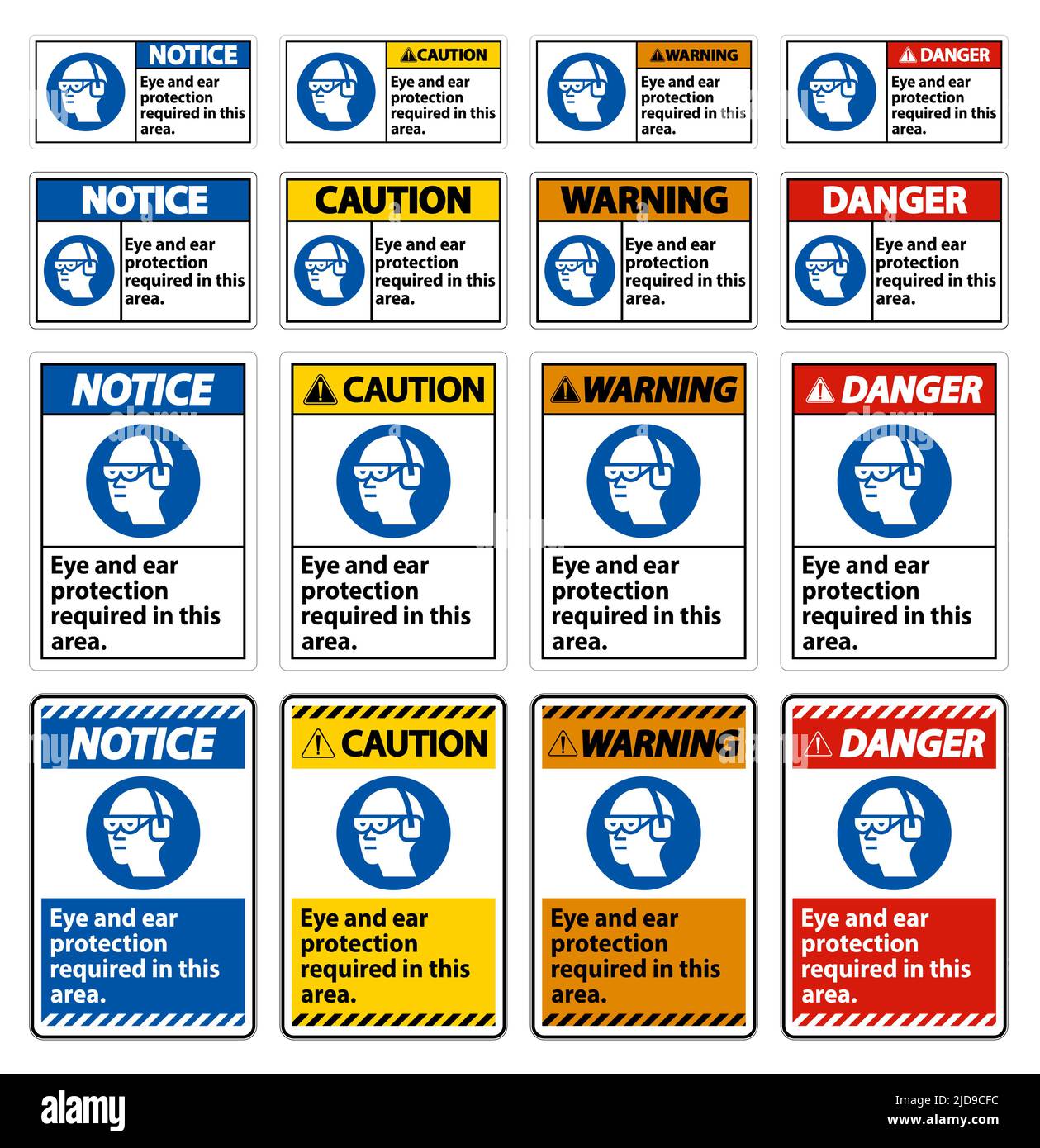 Warning Sign Eye And Ear Protection Required In This Area Stock Vector ...
