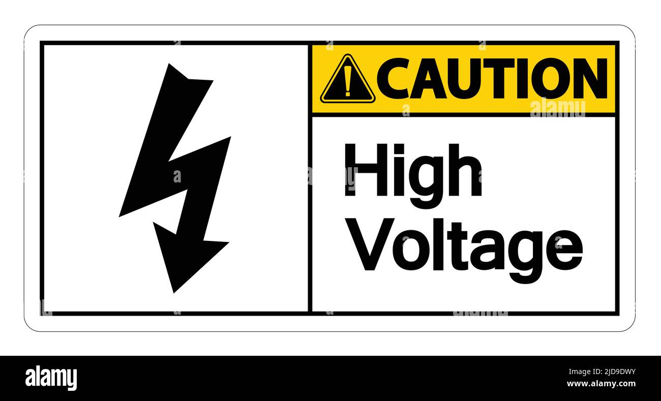 Caution high voltage sign Isolate Isolate On White Background,Vector Illustration Stock Vector