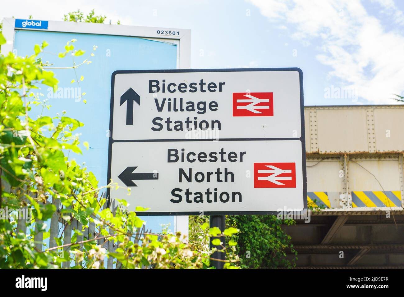 Rail strikes set to happen across the UK from Tuesday 21st June. PICTURED: rail signage in Bicester. Stock Photo