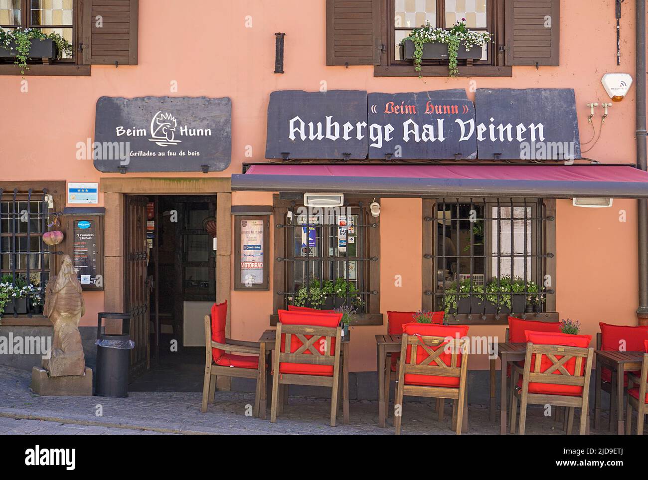 Restaurant 'Beim Hunn' in the city of Vianden, Canton of Vianden, Grand Duchy of Luxembourg, Europe Stock Photo