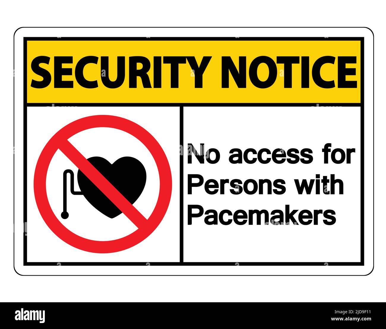 Security Notice No Access For Persons With Pacemaker Symbol Sign On White Background,Vector