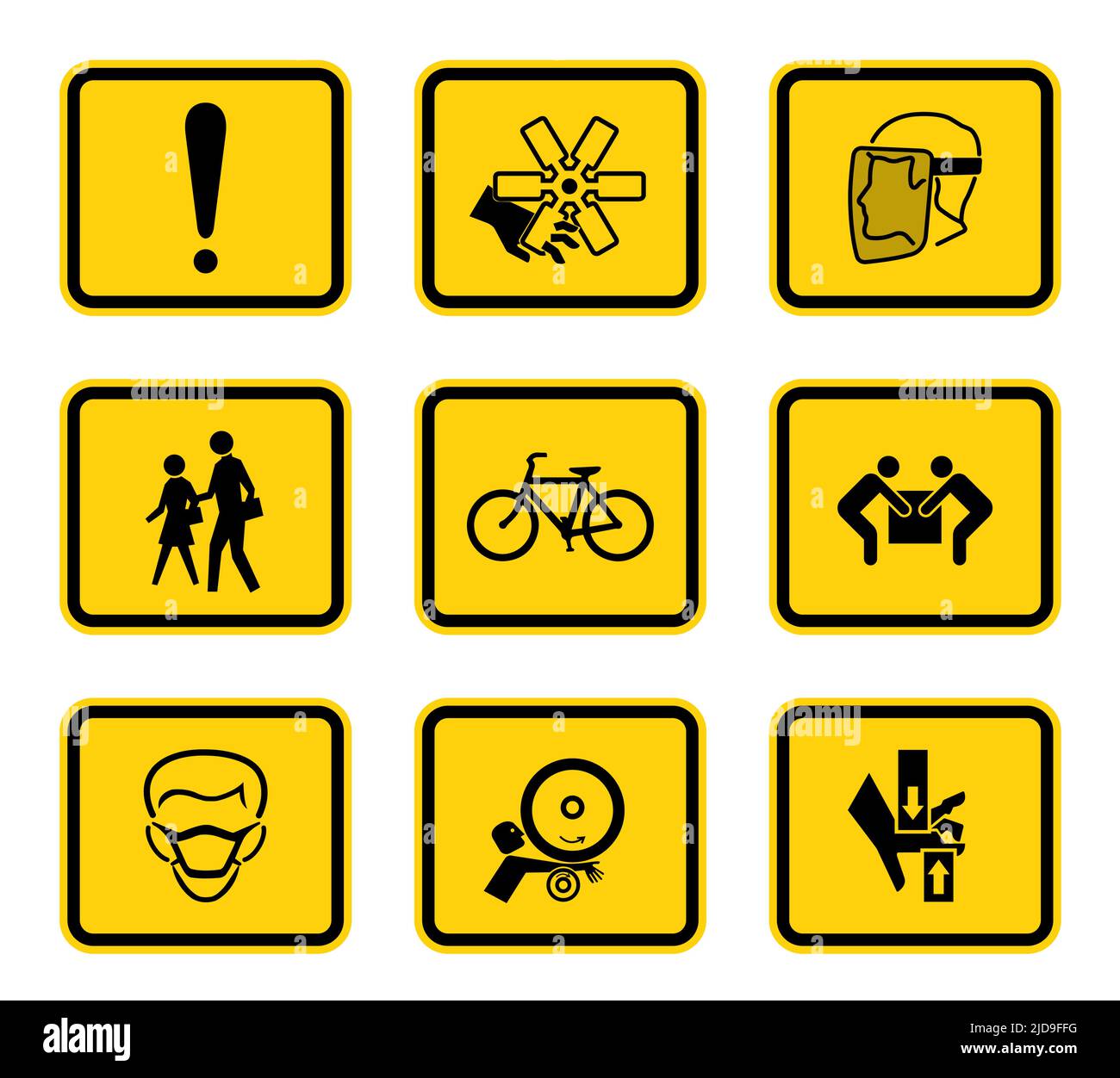 Warning Hazard Symbols labels Sign Isolated on White Background,Vector Illustration Stock Vector