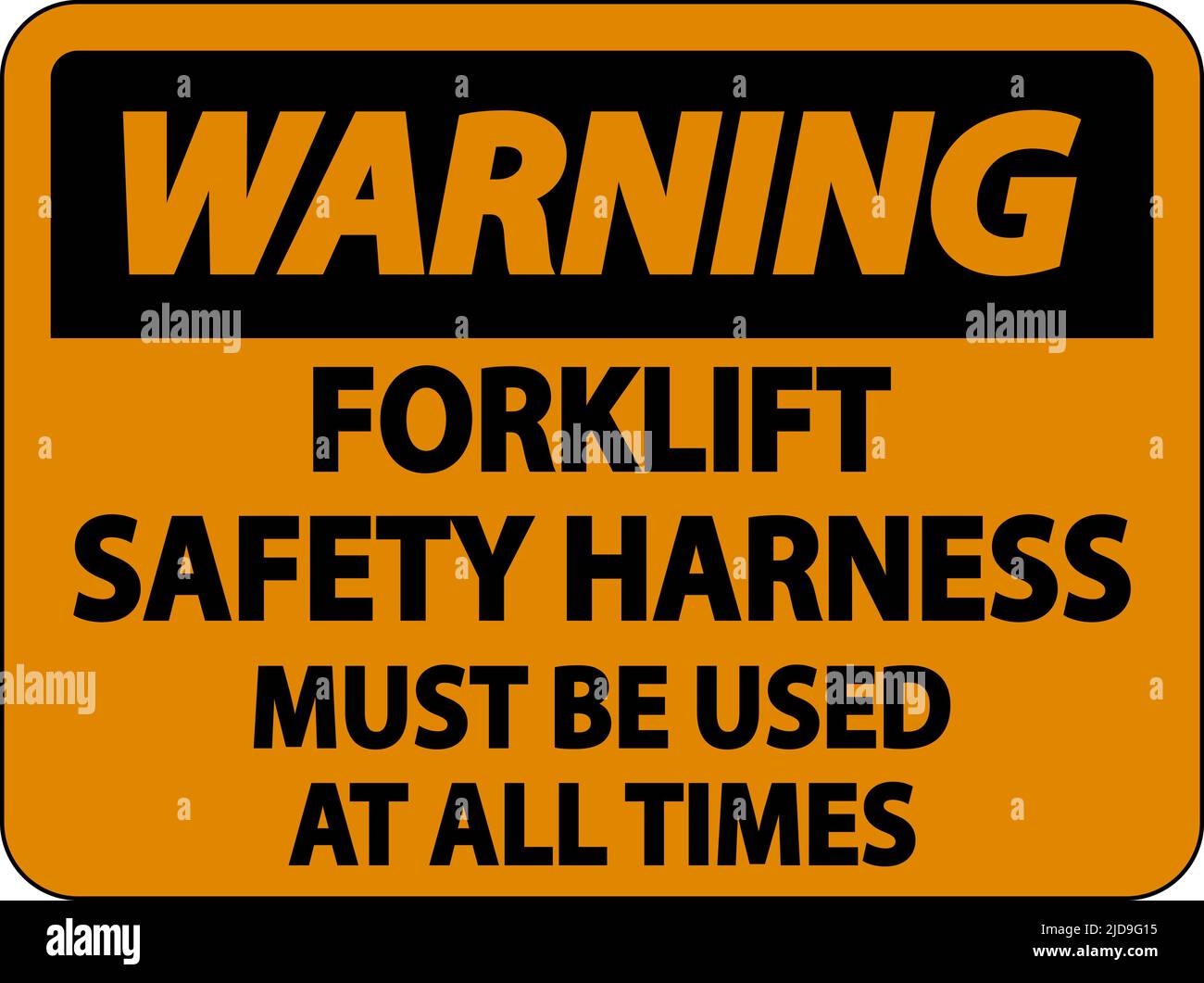 Warning Forklift Safety Harness Sign On White Background Stock Vector