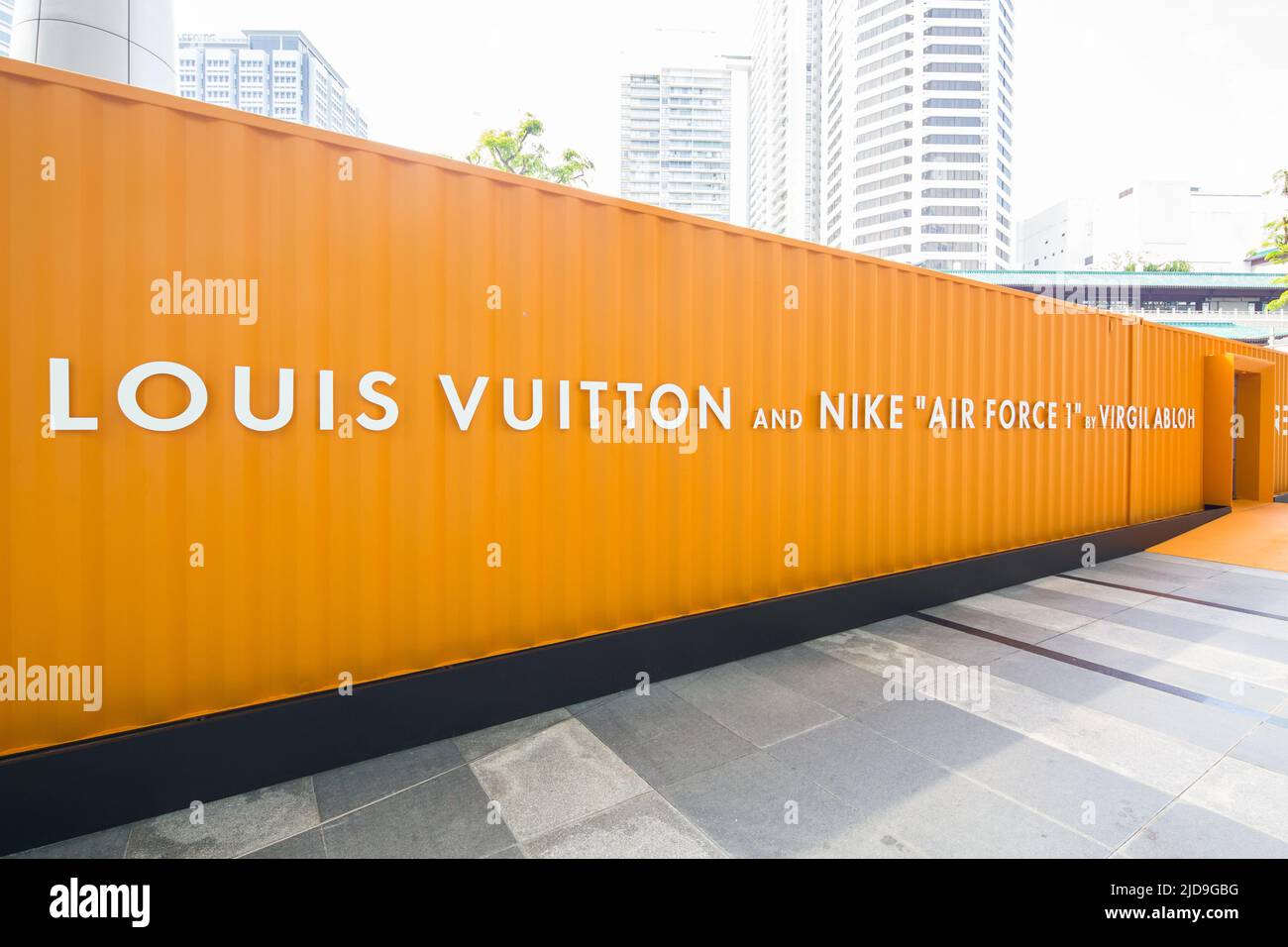 Louis Vuitton x Nike Air Force 1 Exhibition by Virgil Abloh digital exhibition in Singapore. 2022. Stock Photo