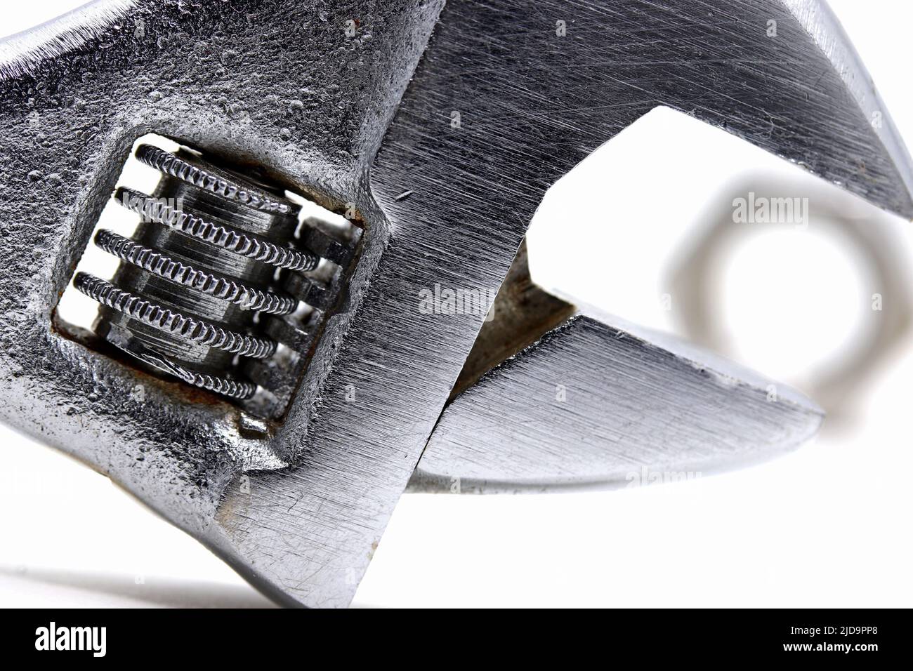 bolt nut and wrench isolated on white background Stock Photo - Alamy