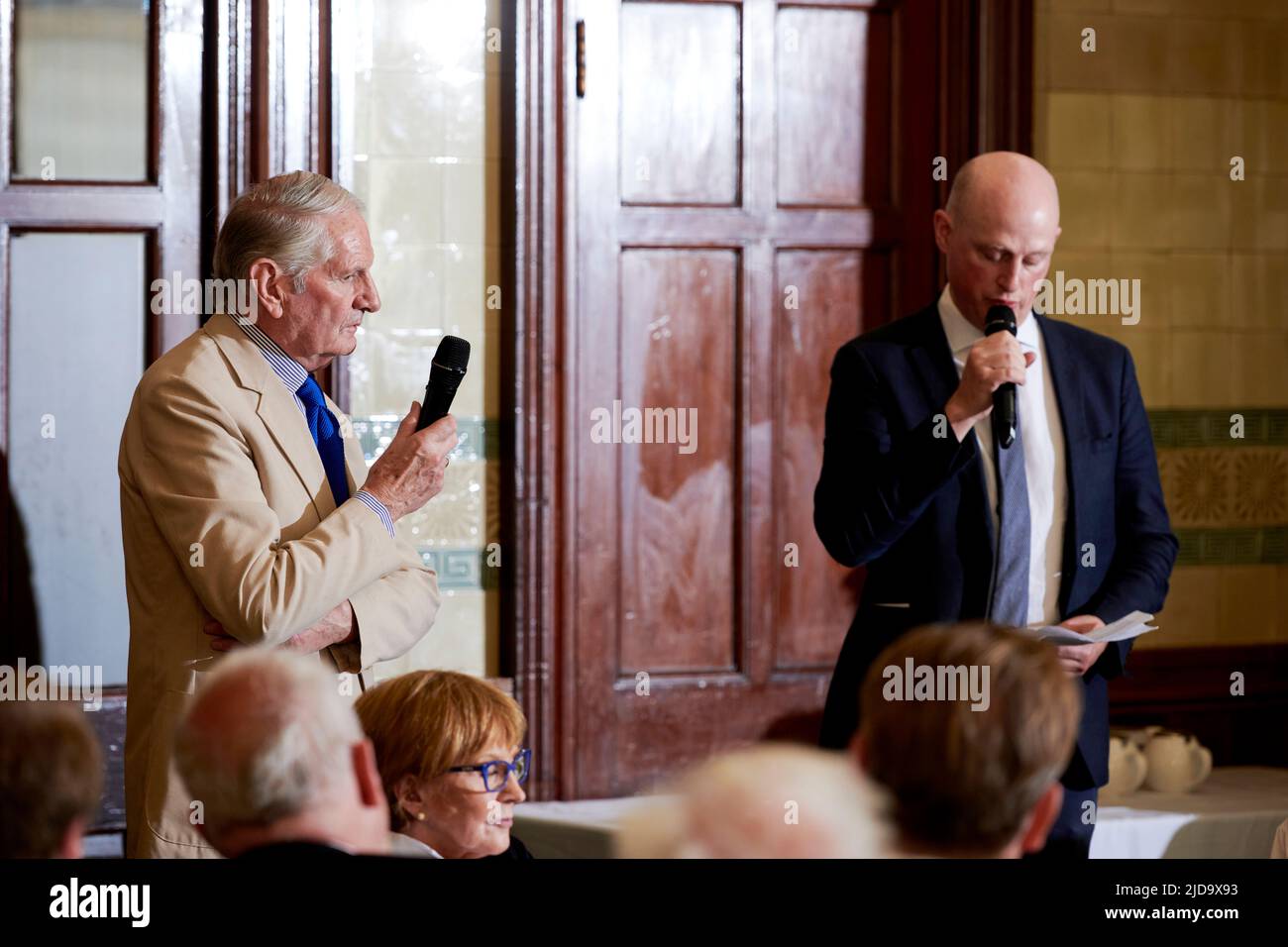 Norman Scott (Josiffe) and Harry Mount at the Oldie Literary Lunch, The