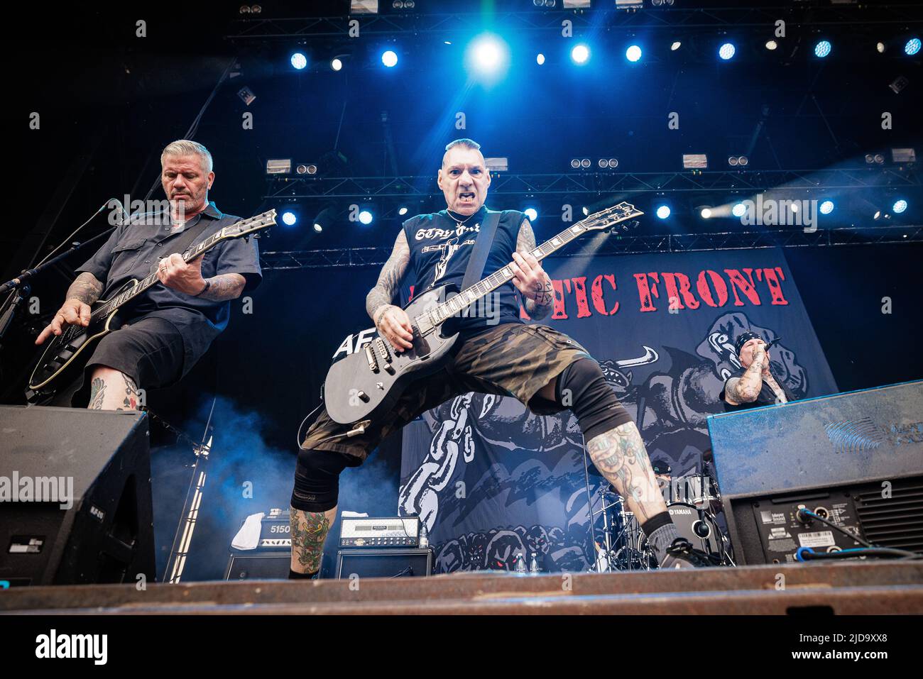 Copenhagen, Denmark. 17th, June 2022. The American hardcore punk band Agnostic Front performs a live concert during the Danish heavy metal festival Copenhell 2022 in Copenhagen. Here guitarist Vinnie Stigma is seen live on stage. (Photo credit: Gonzales Photo - Peter Troest). Stock Photo