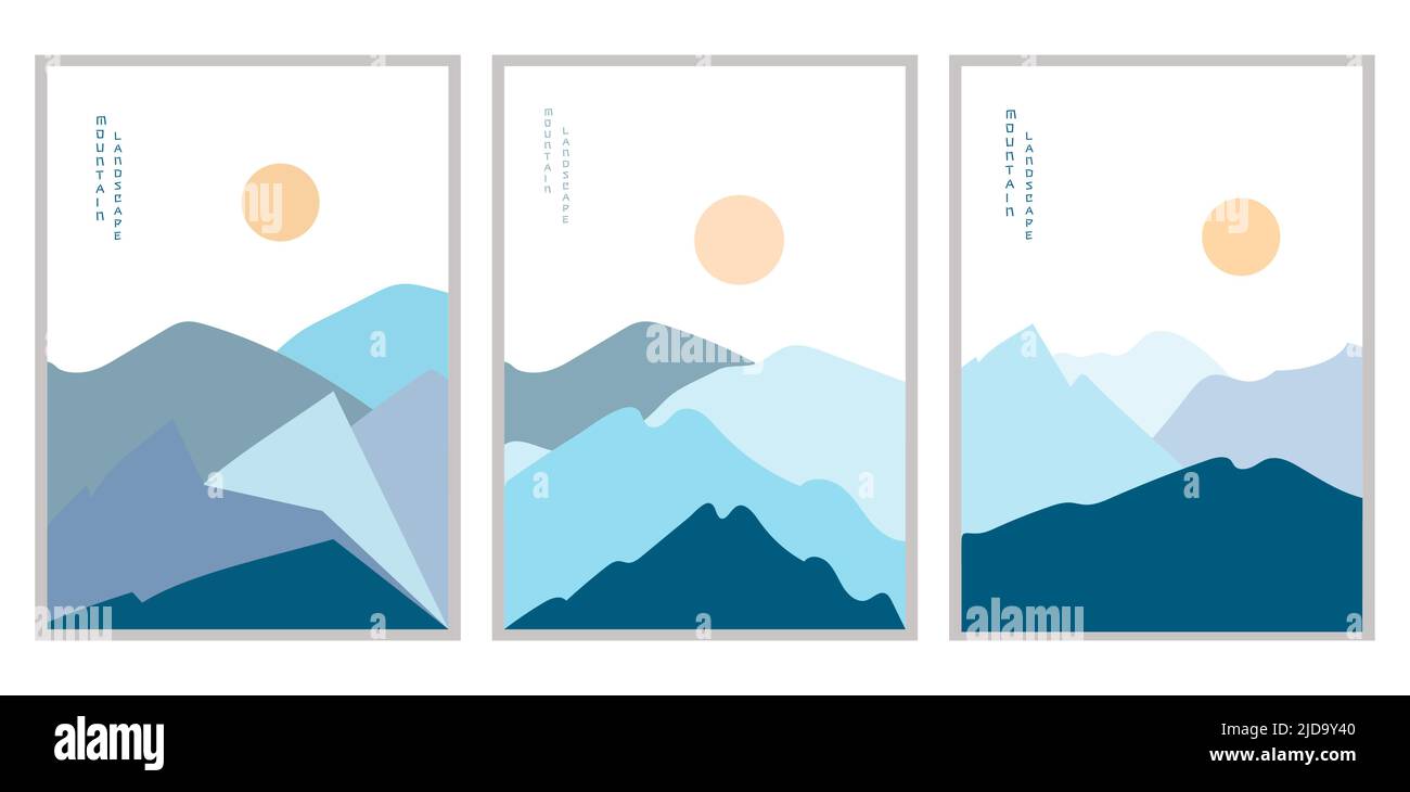 Vector illustration mountain landscape posters. Geometric landscape background Stock Vector