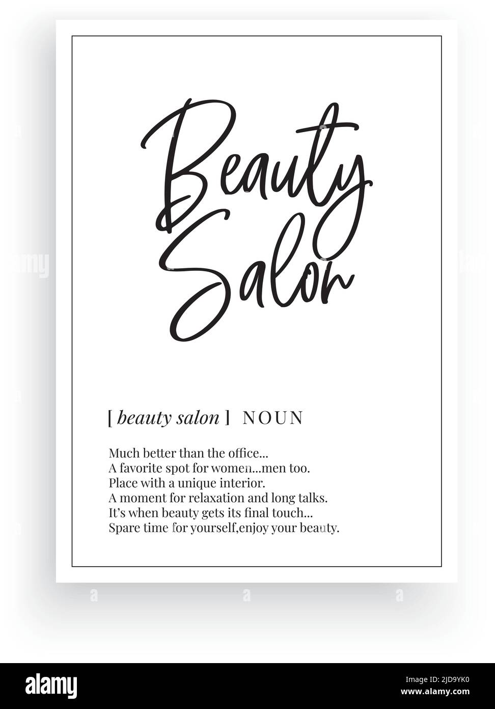 Beauty salon, vector. Minimalist modern poster design. Noun description