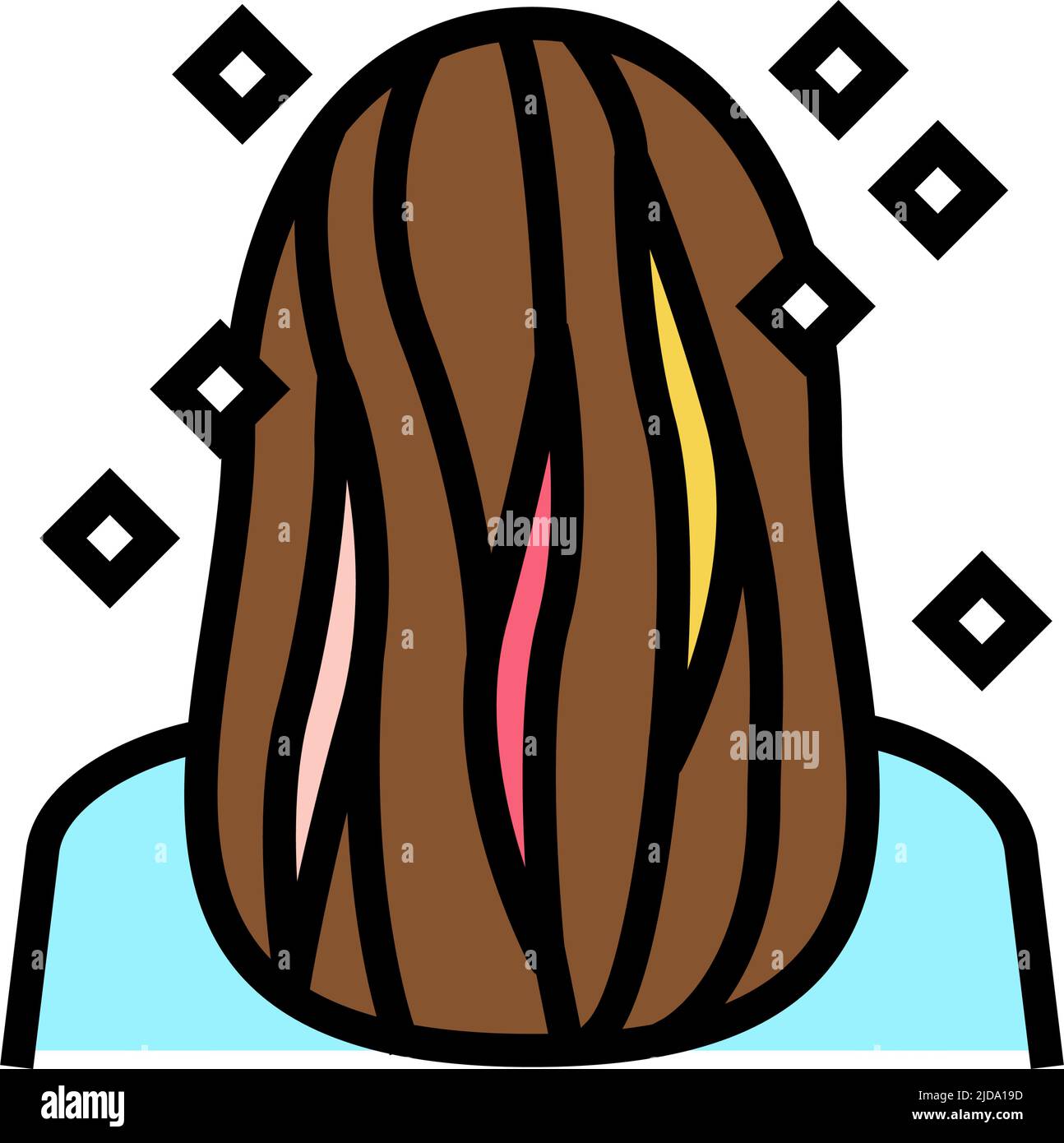 color hair extensions color icon vector illustration Stock Vector