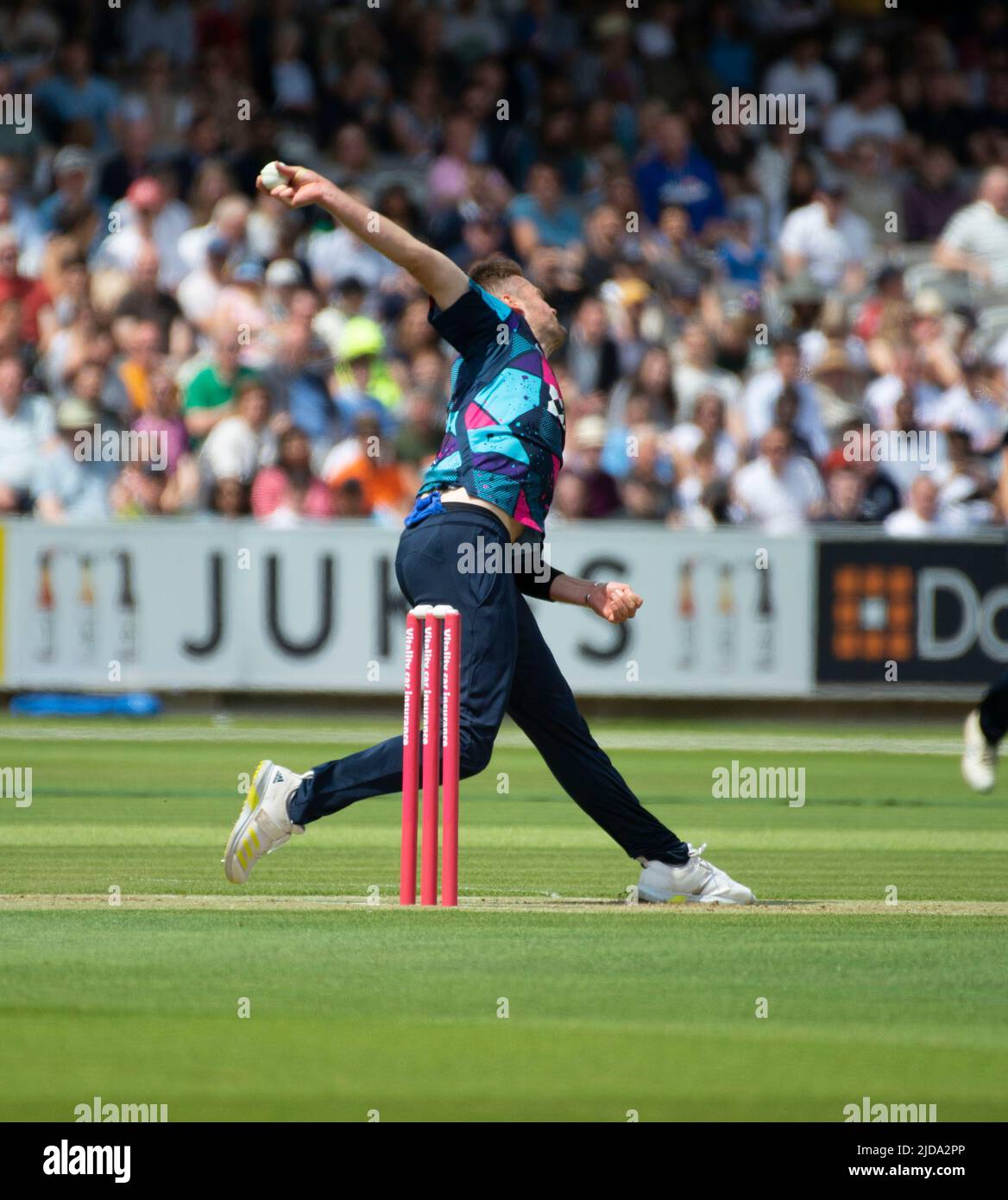 Bowling from the Pavilion in the Vitality T20 Blast on the 19th of June 2022 Stock Photo