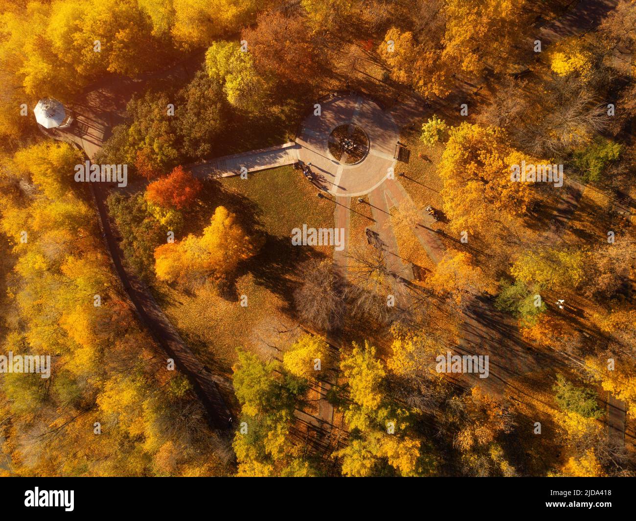 Aerial view of an autumn city park with walking paths Stock Photo - Alamy
