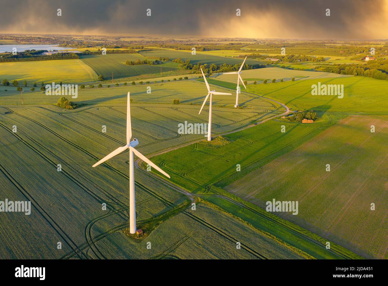 Wind turbines generating electricity, Denmark Stock Photo Alamy
