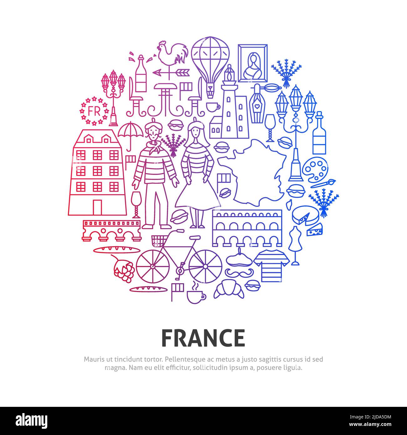 France Circle Concept Stock Vector