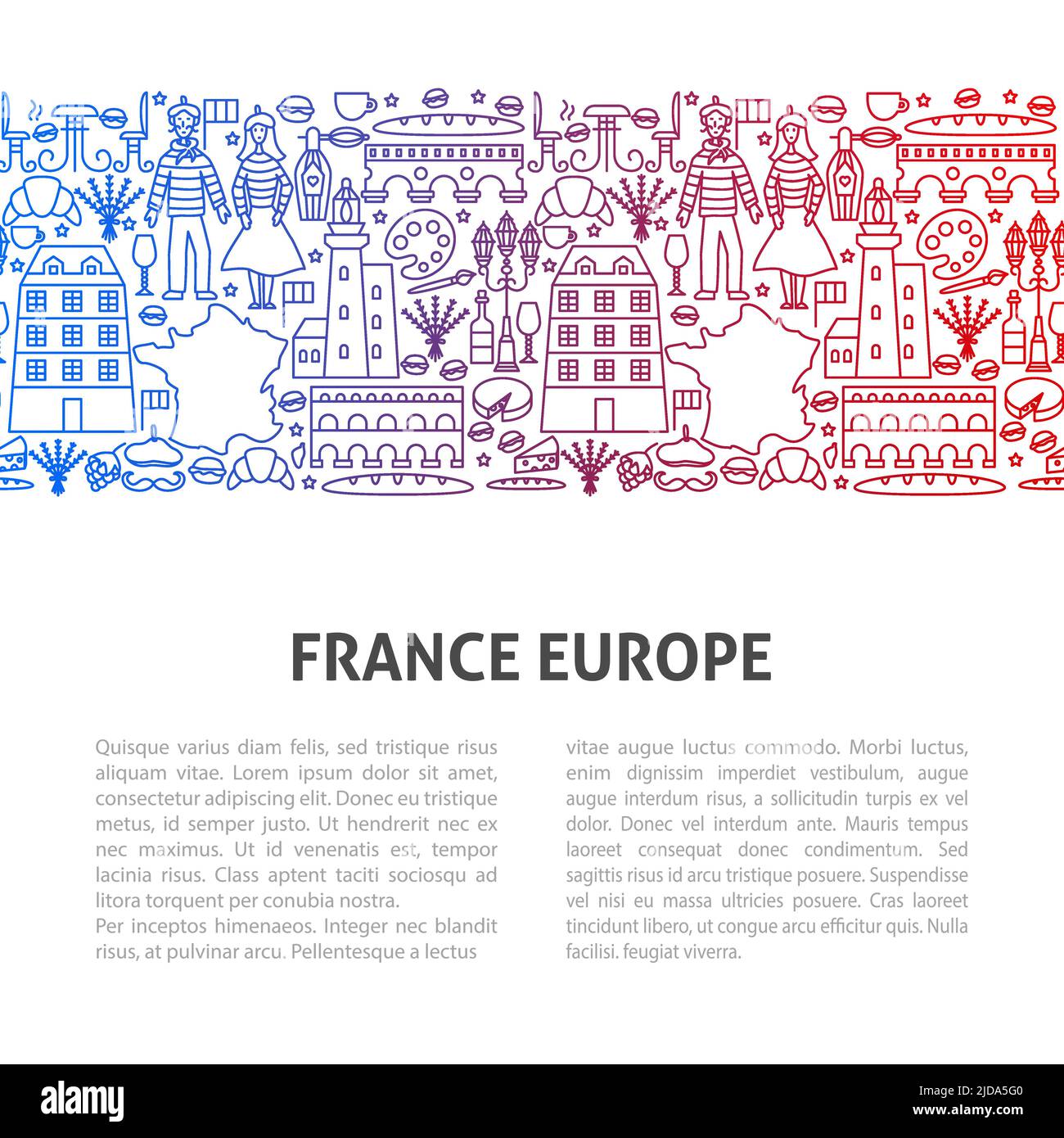 Europe France Line Template Stock Vector