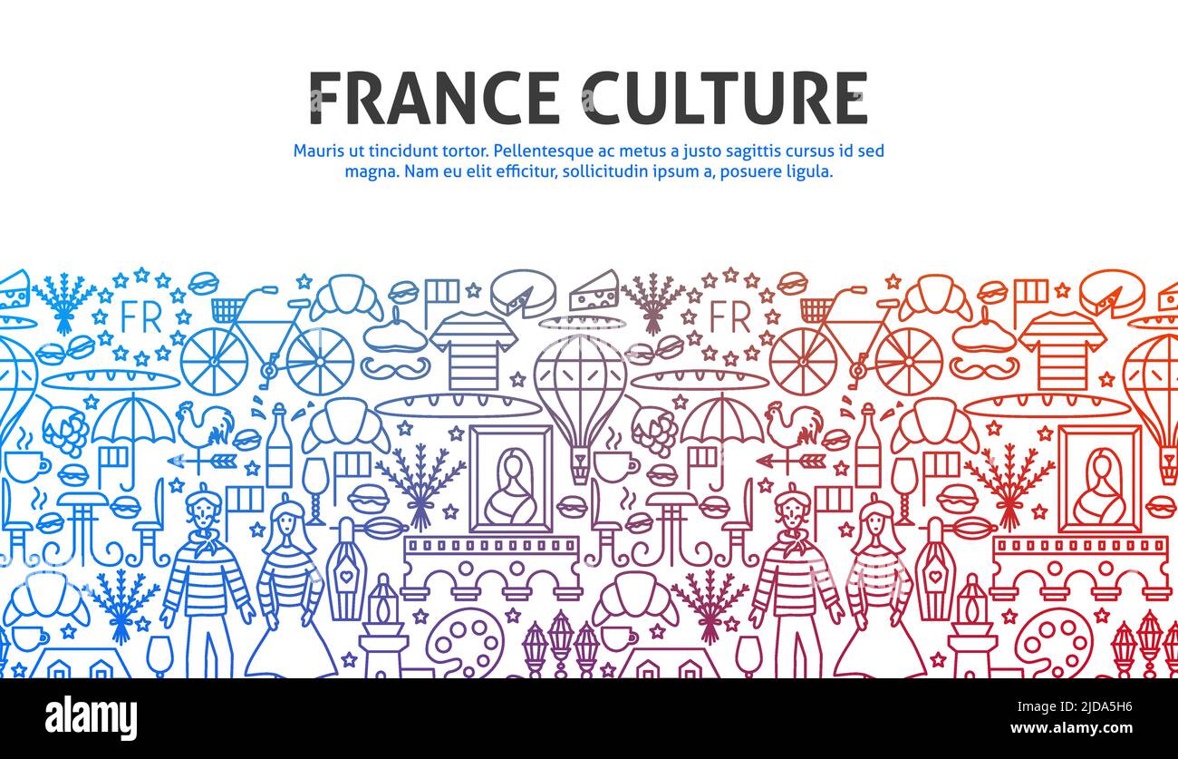 France Culture Outline Concept Stock Vector