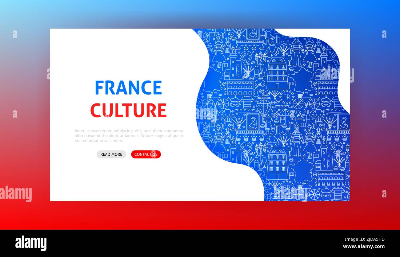 France Culture Landing Page Stock Vector